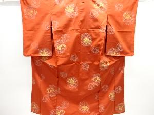 大正ロマン　御所車に草花模様織り出し単衣着物